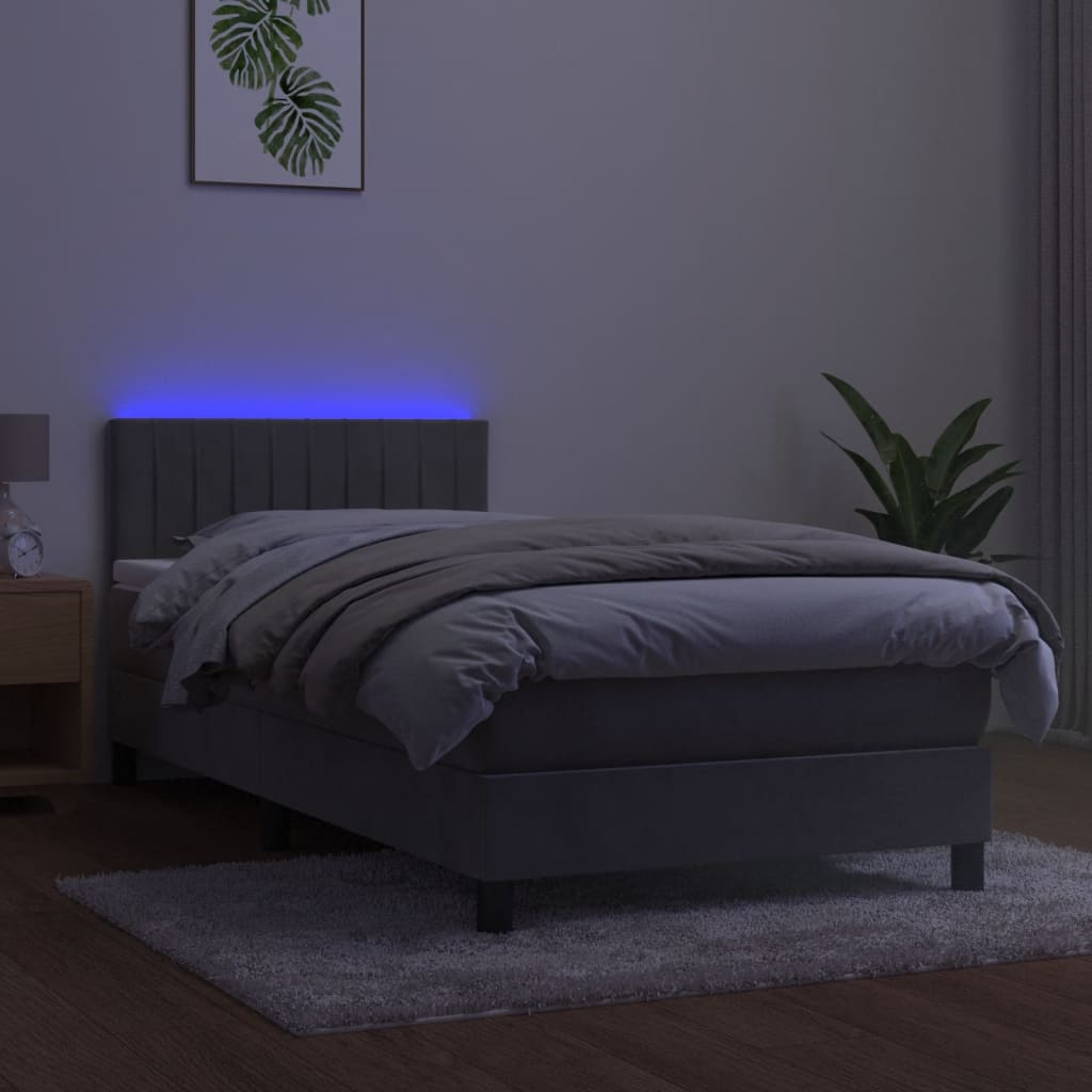 Sommier à lattes de lit et matelas et LED Gris clair 80x200cm - XIOS