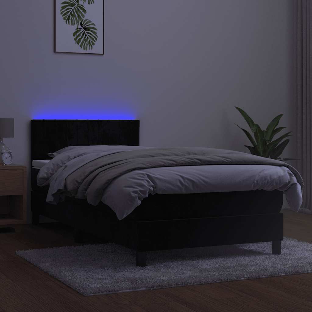 Sommier à lattes de lit avec matelas et LED Noir 80x200cm - XIOS