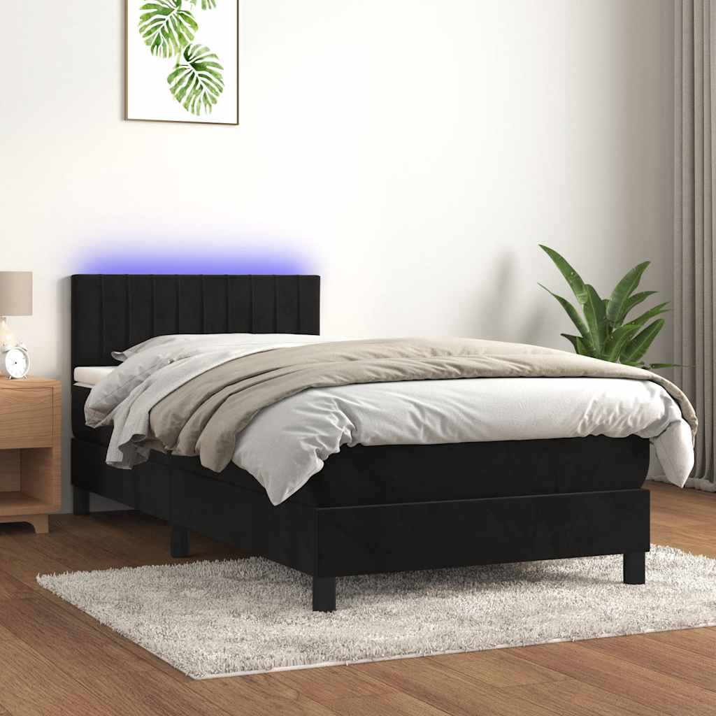 Sommier à lattes de lit avec matelas et LED Noir 80x200cm - XIOS