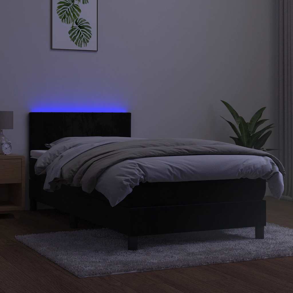 Sommier à lattes de lit avec matelas et LED Noir 90x190 cm - XIOS