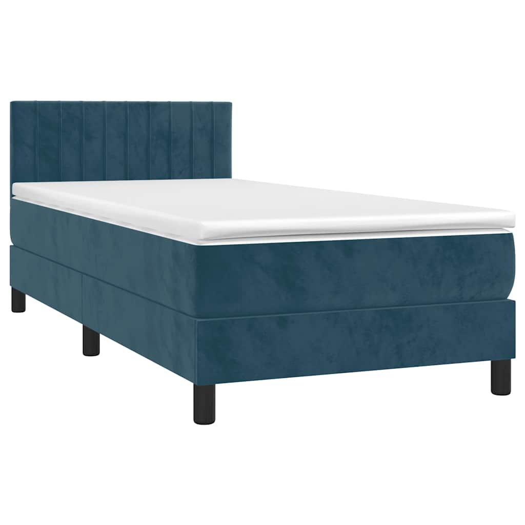 Sommier à lattes de lit et matelas et LED Bleu foncé 90x200cm - XIOS