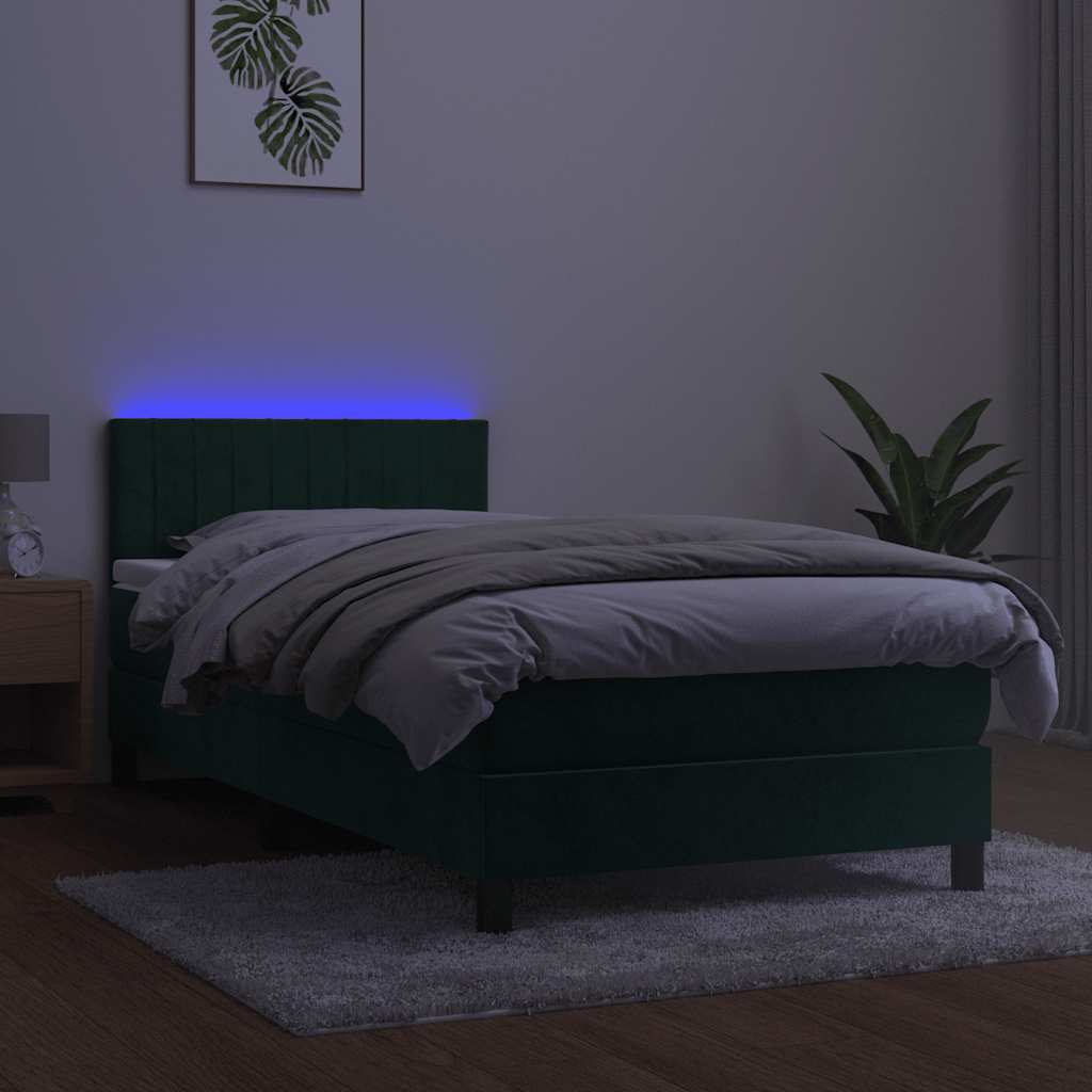 Sommier à lattes de lit avec matelas LED Vert foncé 100x200 cm - XIOS