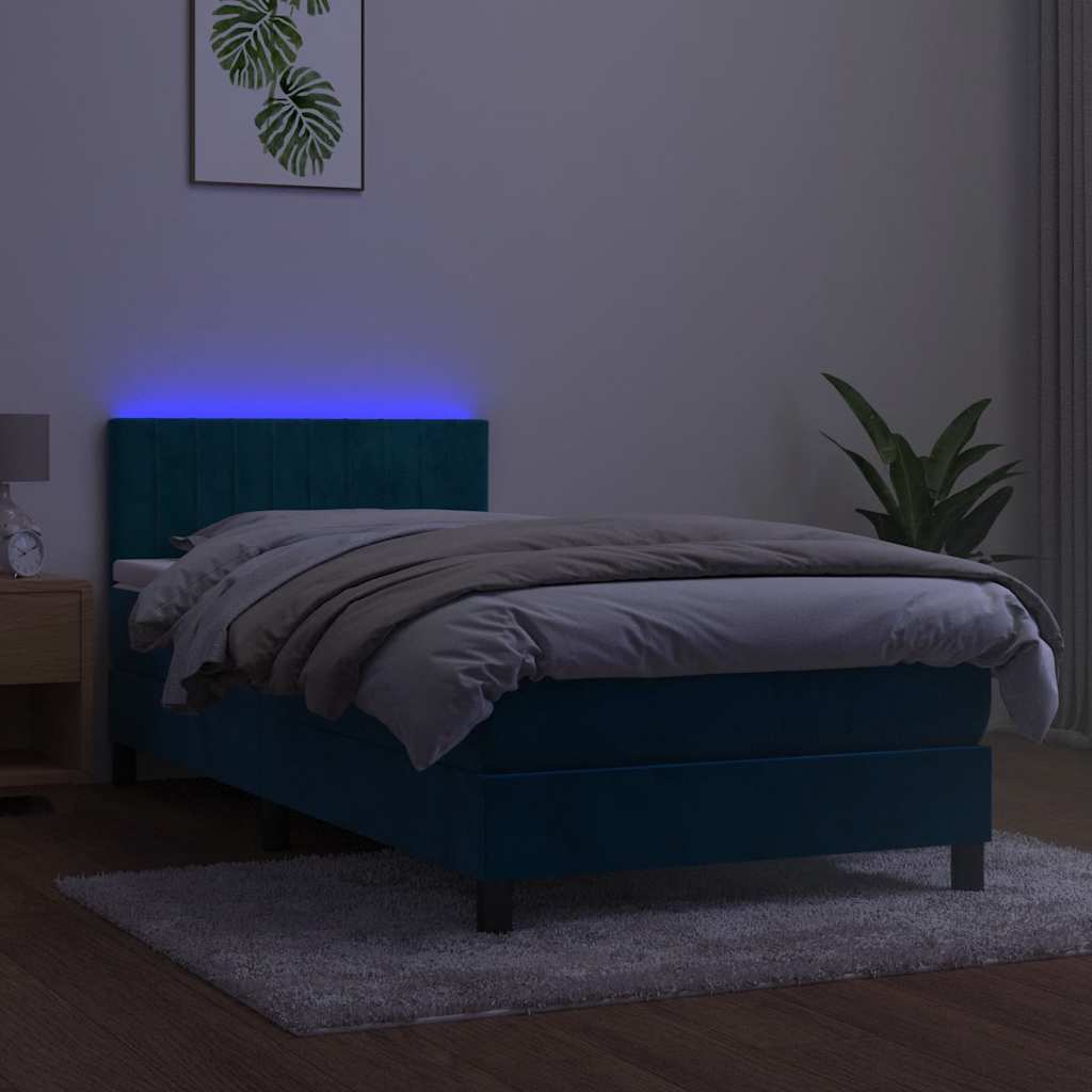 Sommier à lattes de lit avec matelas LED Bleu foncé 100x200 cm - XIOS