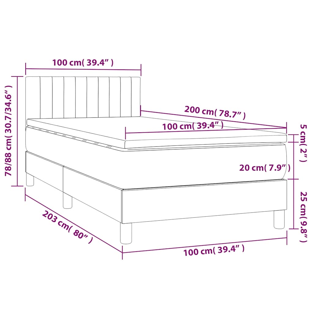 Sommier à lattes de lit avec matelas LED Bleu foncé 100x200 cm - XIOS