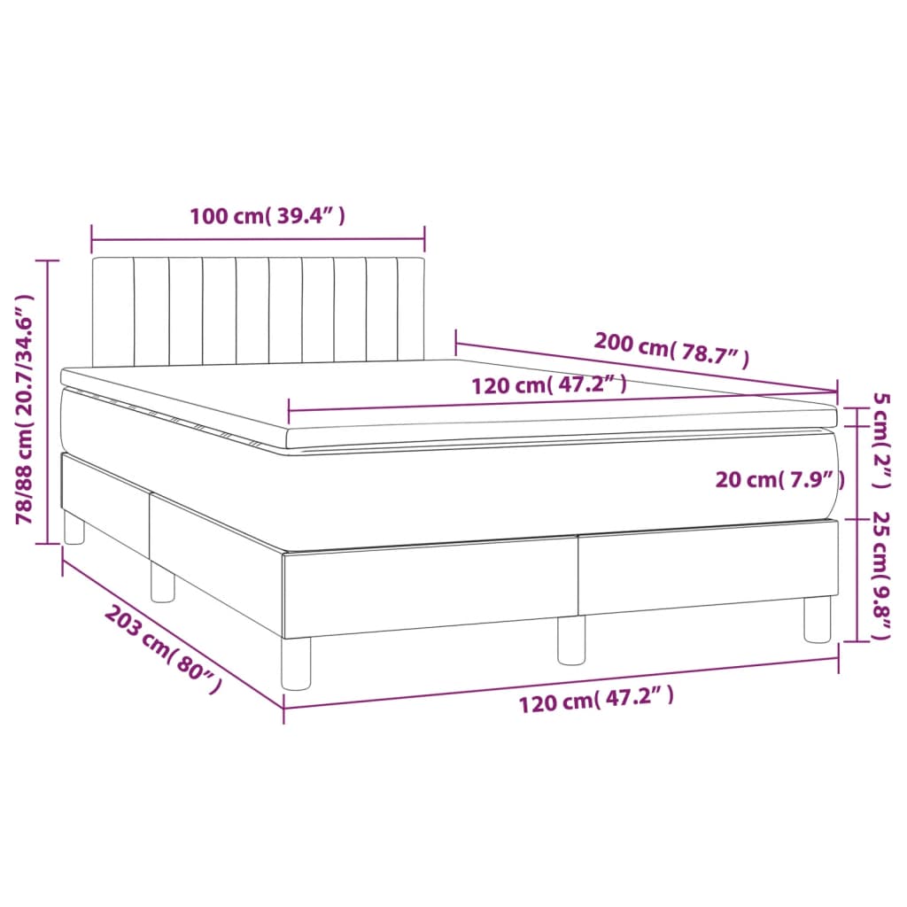 Sommier à lattes de lit avec matelas LED Gris clair 120x200 cm - XIOS