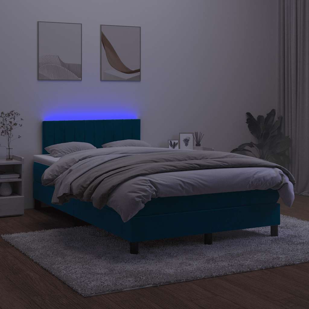 Sommier à lattes de lit avec matelas LED Bleu foncé 120x200 cm - XIOS