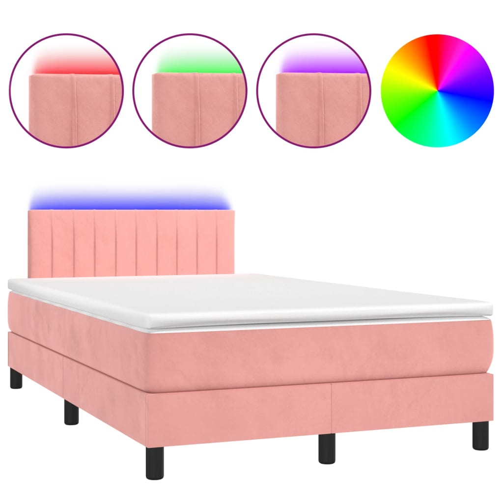 Sommier à lattes de lit avec matelas et LED Rose 120x200cm - XIOS