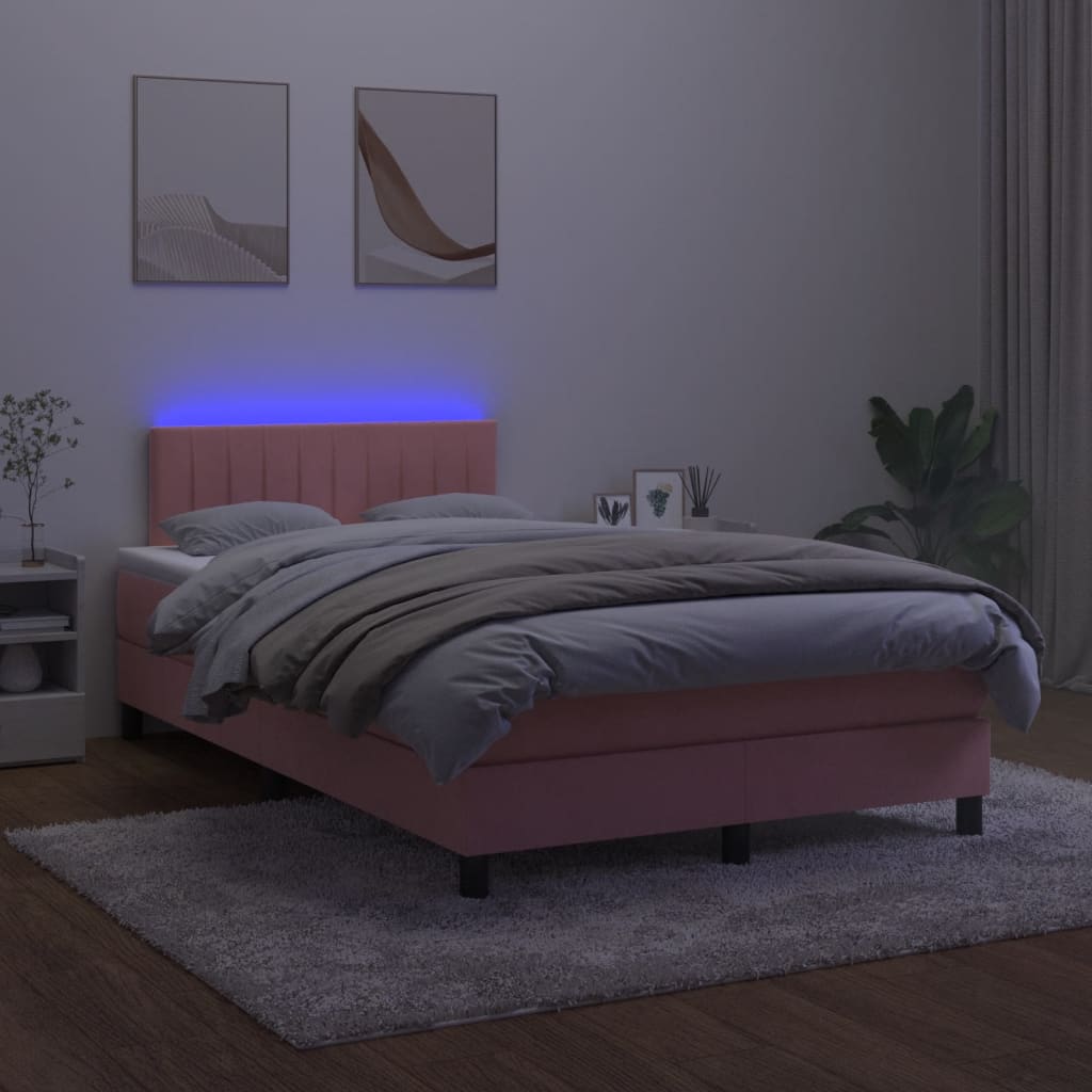Sommier à lattes de lit avec matelas et LED Rose 120x200cm - XIOS
