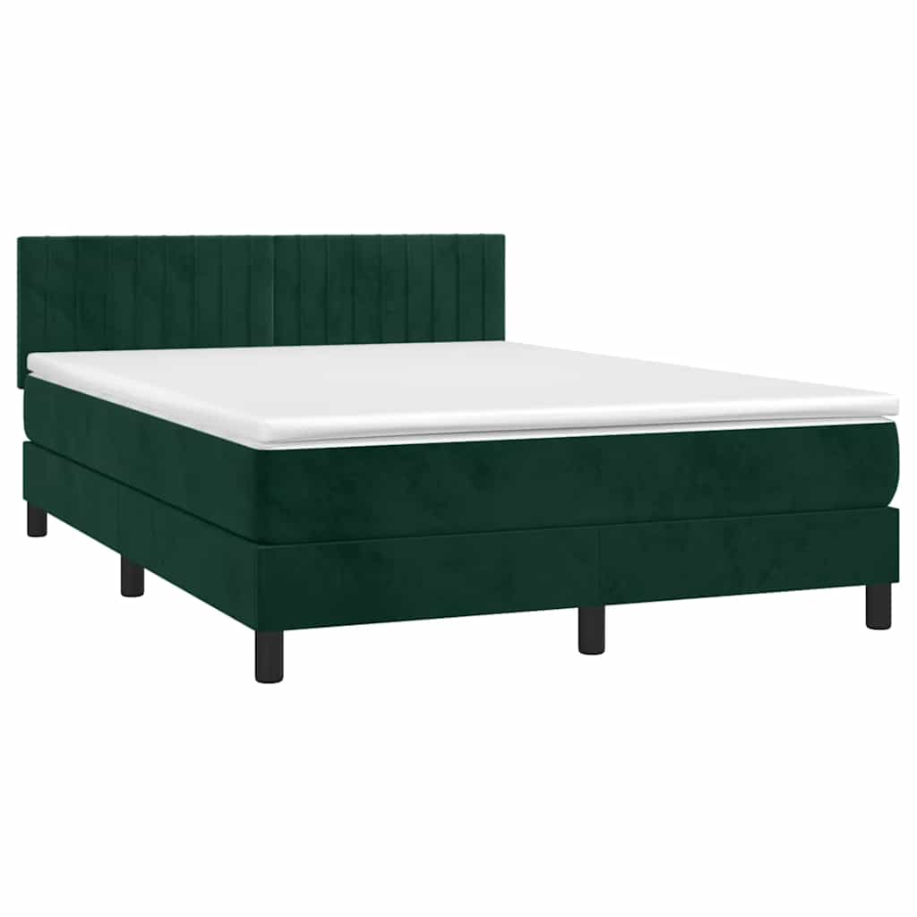 Sommier à lattes de lit avec matelas LED Vert foncé 140x190 cm - XIOS