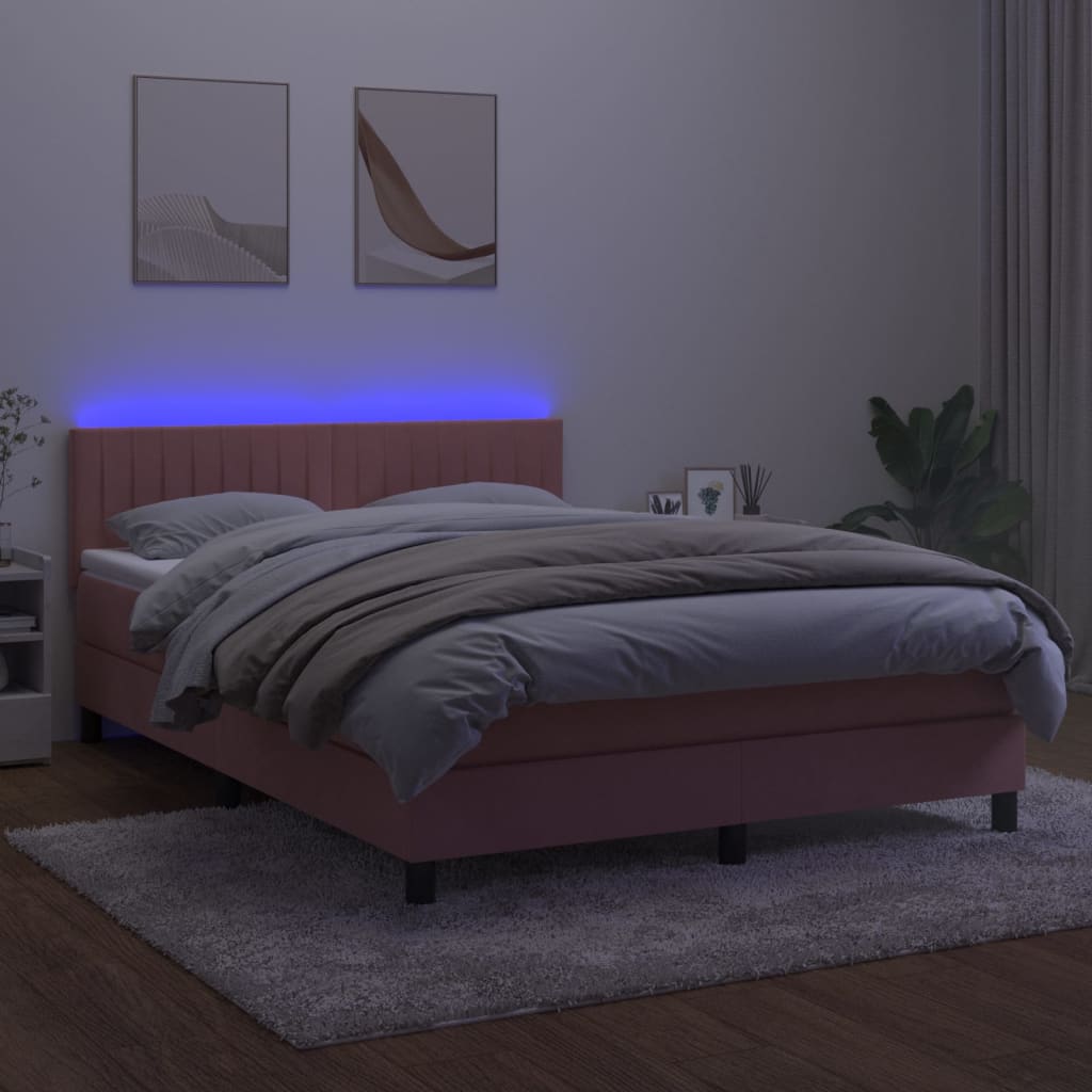 Sommier à lattes de lit avec matelas et LED Rose 140x190 cm - XIOS