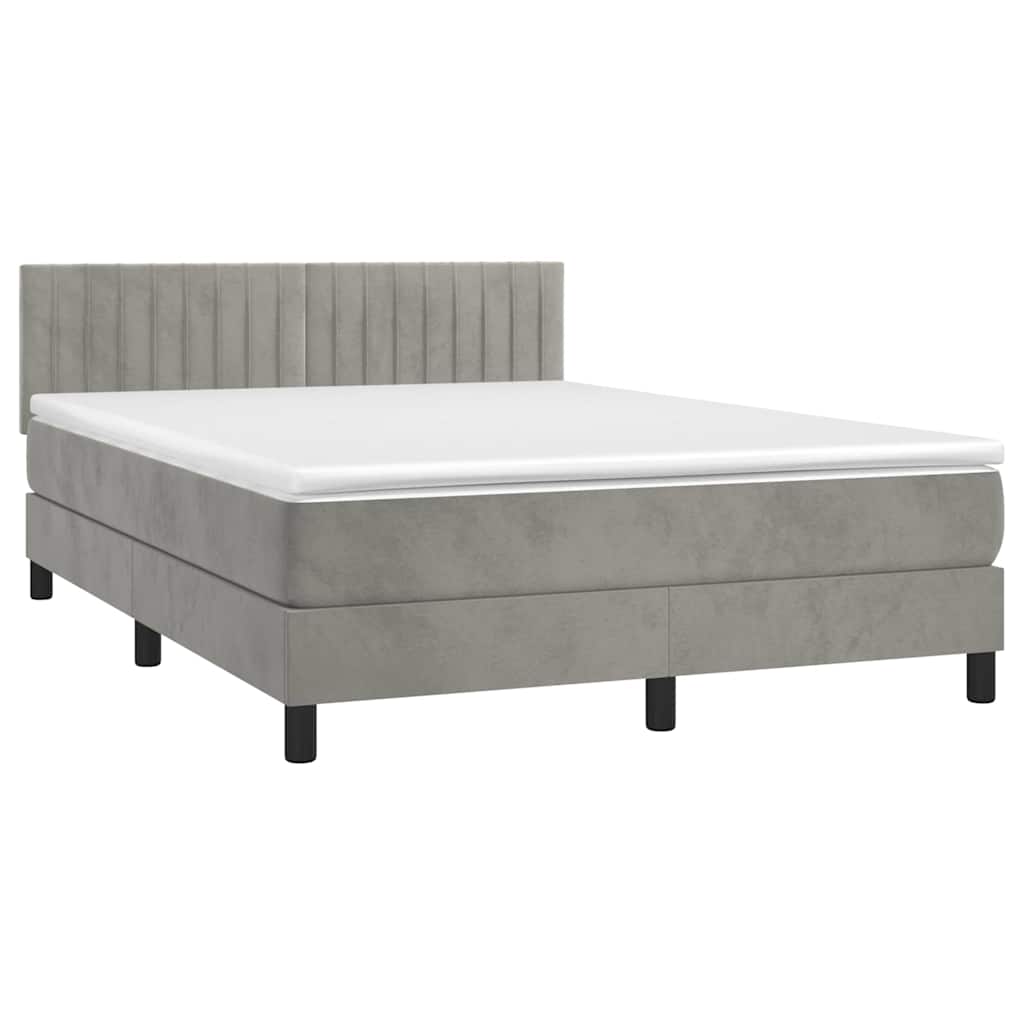 Sommier à lattes de lit avec matelas LED Gris clair 140x200 cm