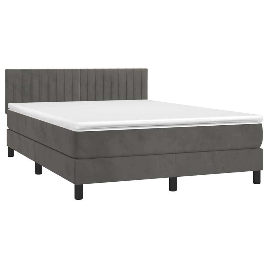 Sommier à lattes de lit avec matelas LED Gris foncé 140x200 cm - XIOS