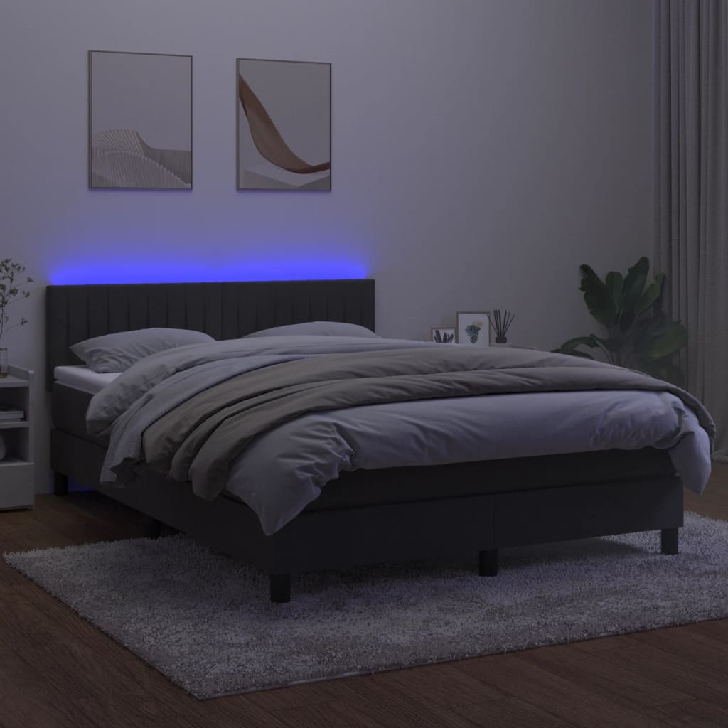 Sommier à lattes de lit avec matelas LED Gris foncé 140x200 cm - XIOS