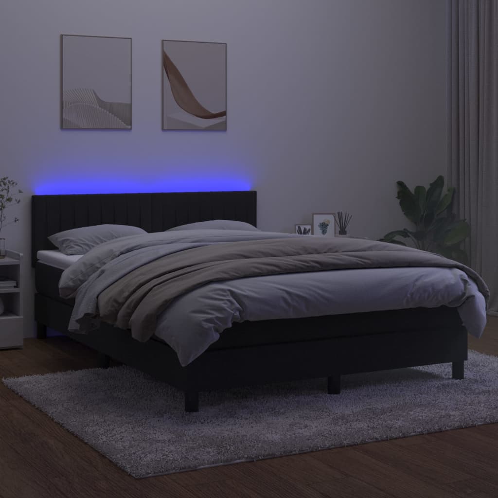 Sommier à lattes de lit avec matelas et LED Noir 140x200 cm - XIOS