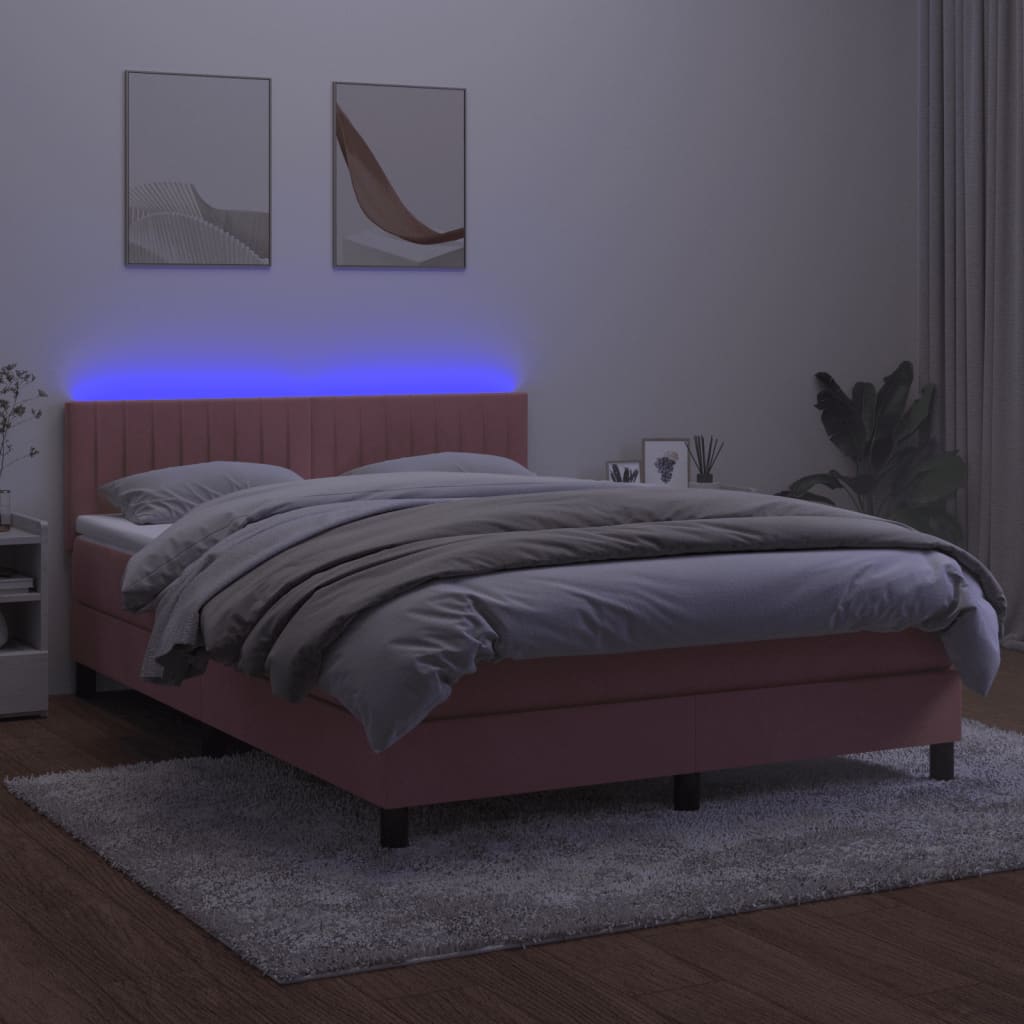 Sommier à lattes de lit avec matelas et LED Rose 140x200 cm - XIOS