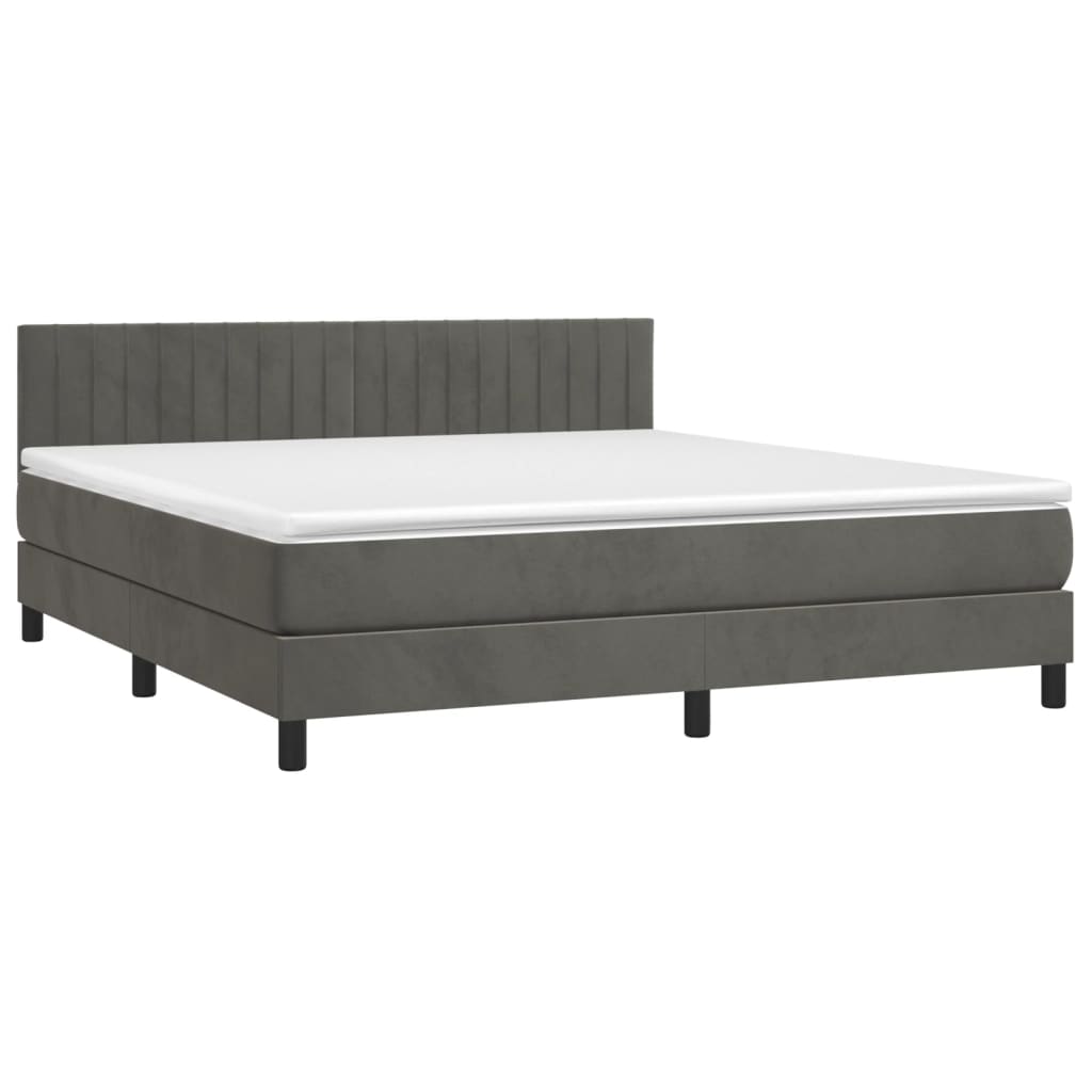 Sommier à lattes de lit avec matelas LED Gris foncé 160x200 cm - XIOS