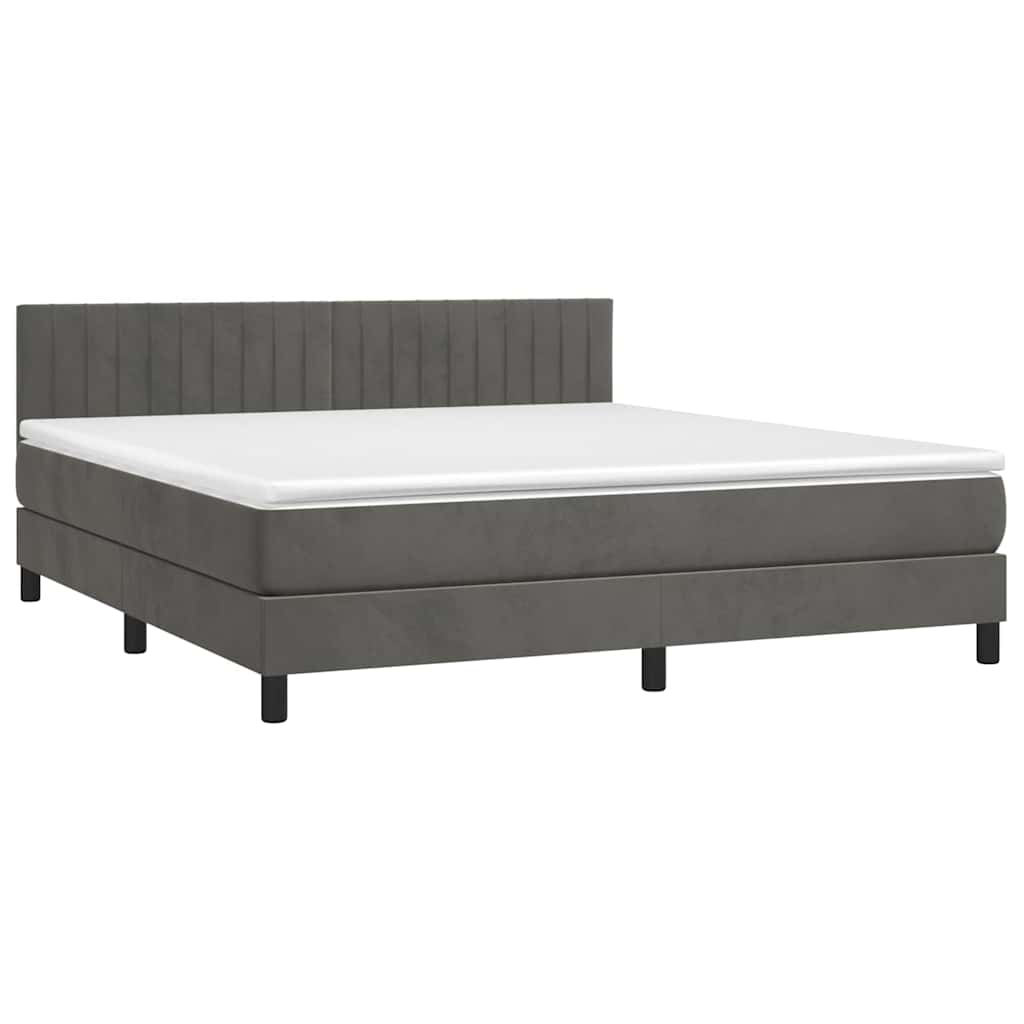 Sommier à lattes de lit avec matelas LED Gris foncé 160x200 cm