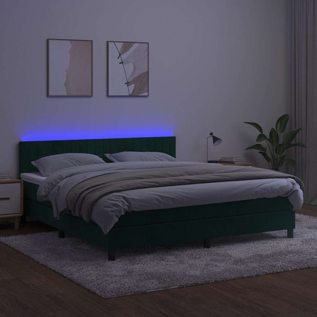 Sommier à lattes de lit avec matelas LED Vert foncé 160x200 cm - XIOS