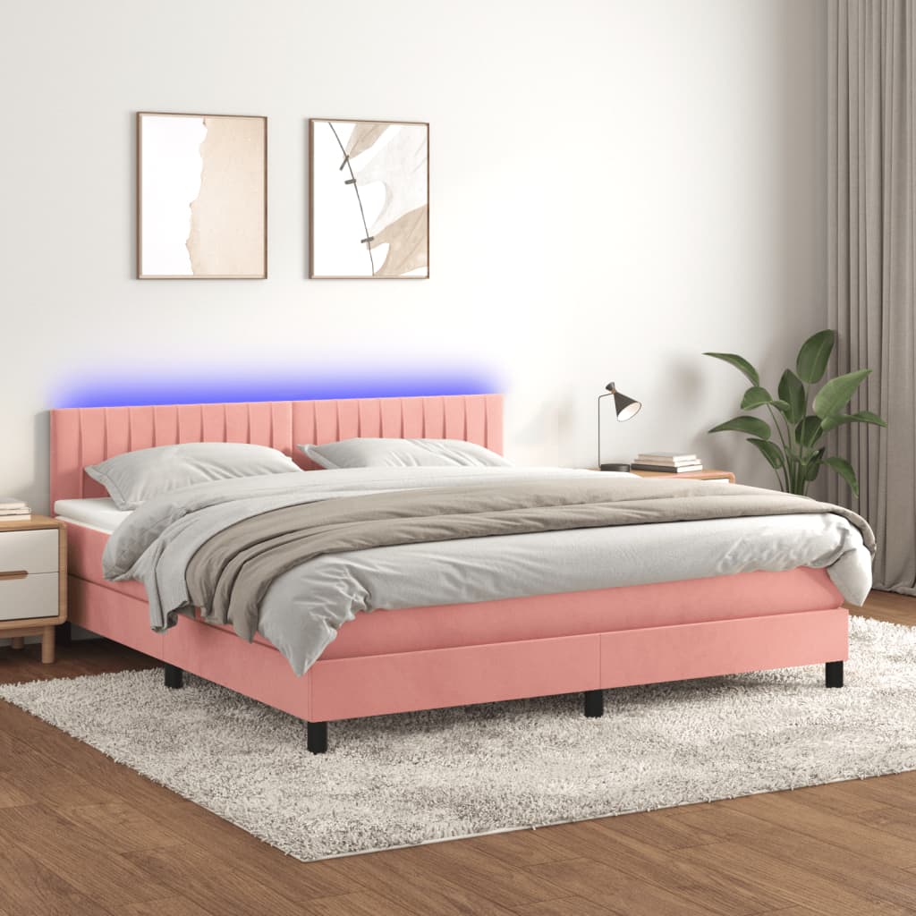 Sommier à lattes de lit avec matelas et LED Rose 160x200 cm - XIOS