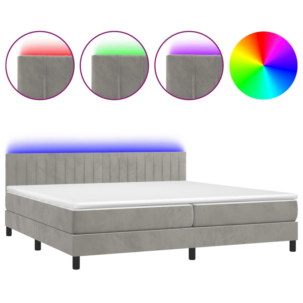 Sommier à lattes de lit avec matelas LED Gris clair 200x200 cm - XIOS