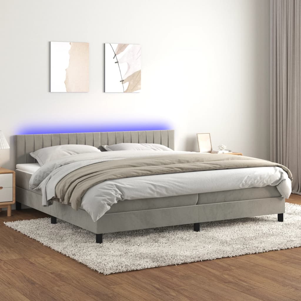 Sommier à lattes de lit avec matelas LED Gris clair 200x200 cm - XIOS