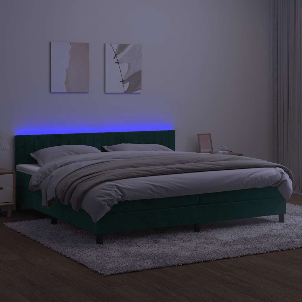 Sommier à lattes de lit avec matelas LED Vert foncé 200x200 cm - XIOS