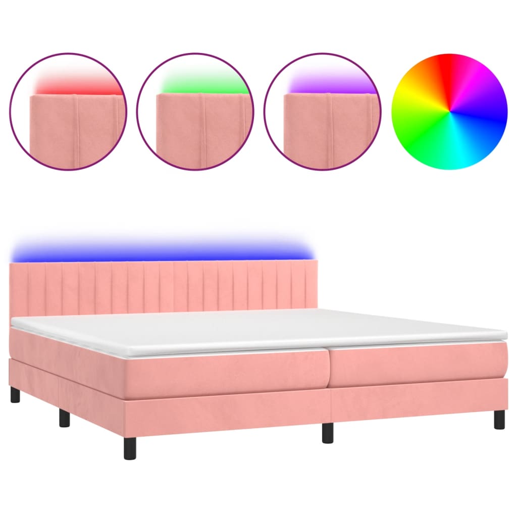 Sommier à lattes de lit avec matelas et LED Rose 200x200 cm - XIOS