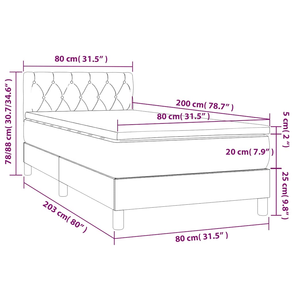 Sommier à lattes de lit avec matelas et LED Gris clair 80x200cm - XIOS