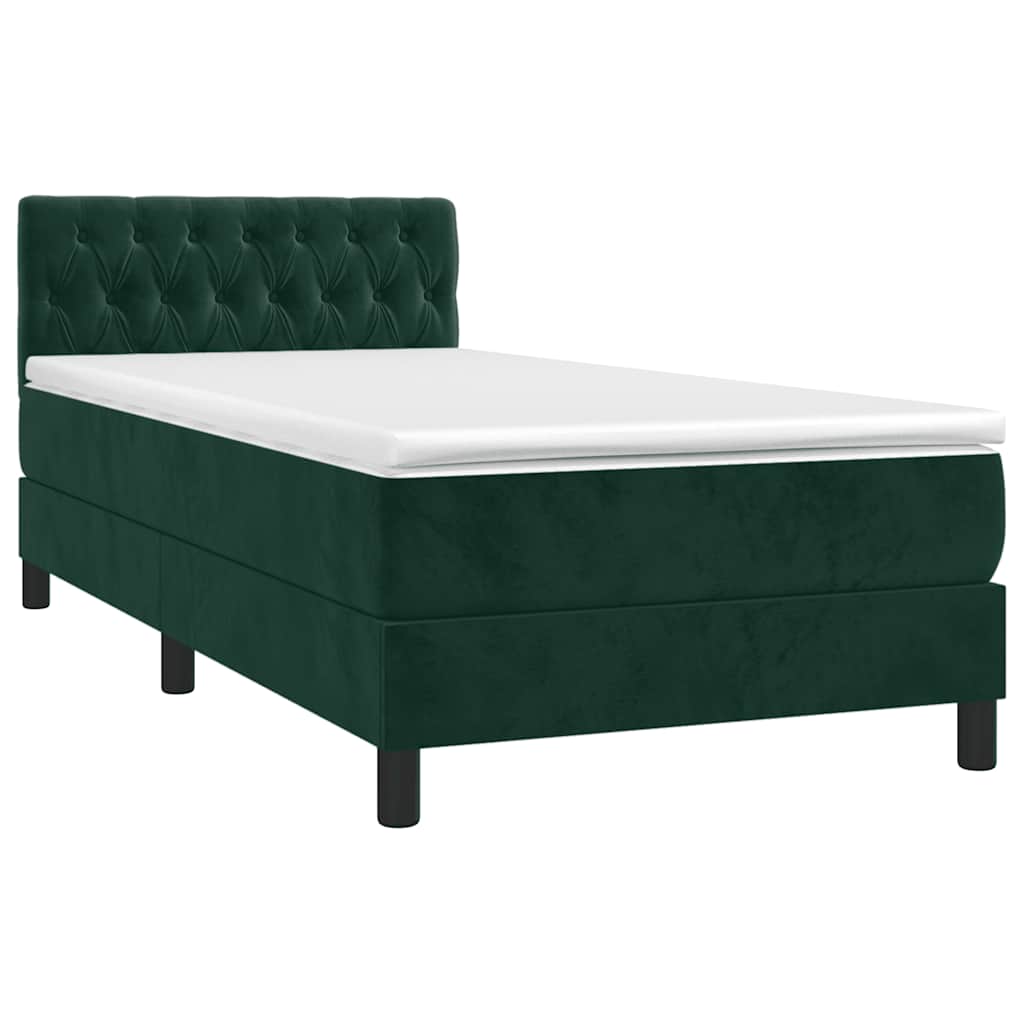 Sommier à lattes de lit avec matelas et LED Vert foncé 80x200cm - XIOS