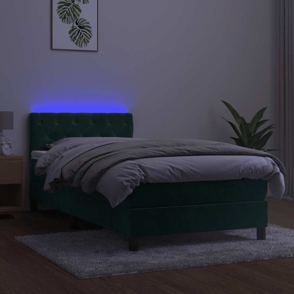 Sommier à lattes de lit avec matelas et LED Vert foncé 80x200cm - XIOS