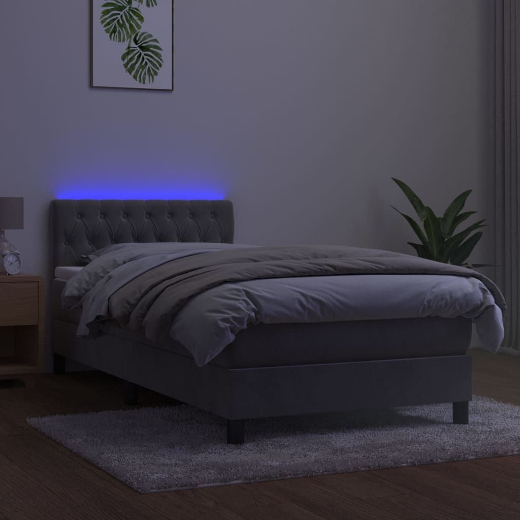 Sommier à lattes de lit avec matelas et LED Gris clair 90x190cm - XIOS