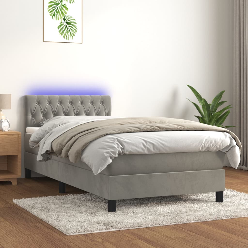 Sommier à lattes de lit avec matelas et LED Gris clair 90x190cm - XIOS