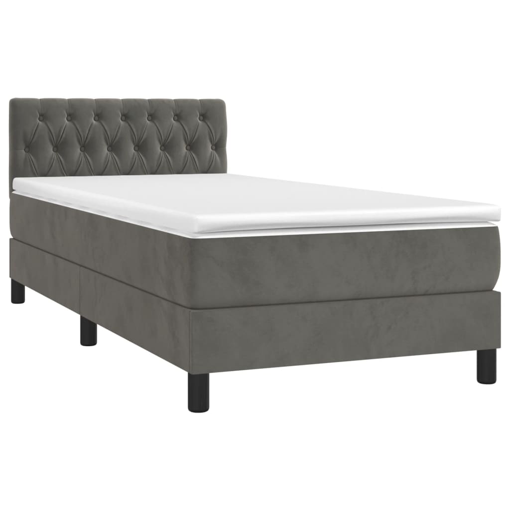 Sommier à lattes de lit avec matelas et LED Gris foncé 90x190cm - XIOS