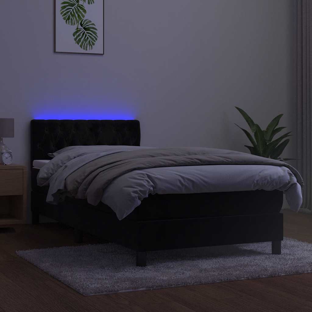 Sommier à lattes de lit avec matelas et LED Noir 90x190 cm - XIOS