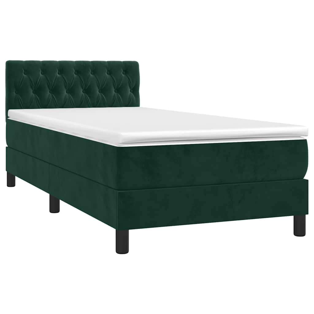 Sommier à lattes de lit avec matelas et LED Vert foncé 90x190cm - XIOS