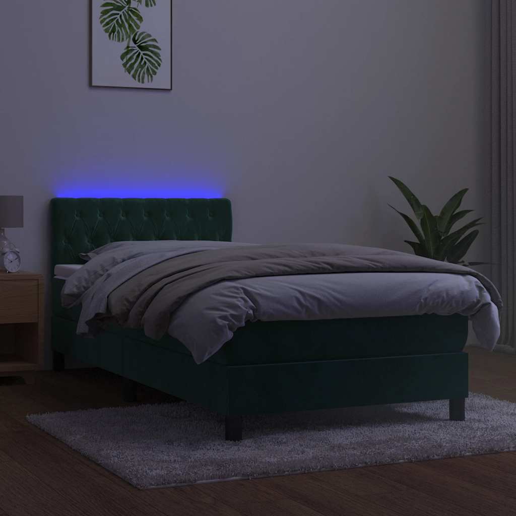 Sommier à lattes de lit avec matelas et LED Vert foncé 90x190cm - XIOS