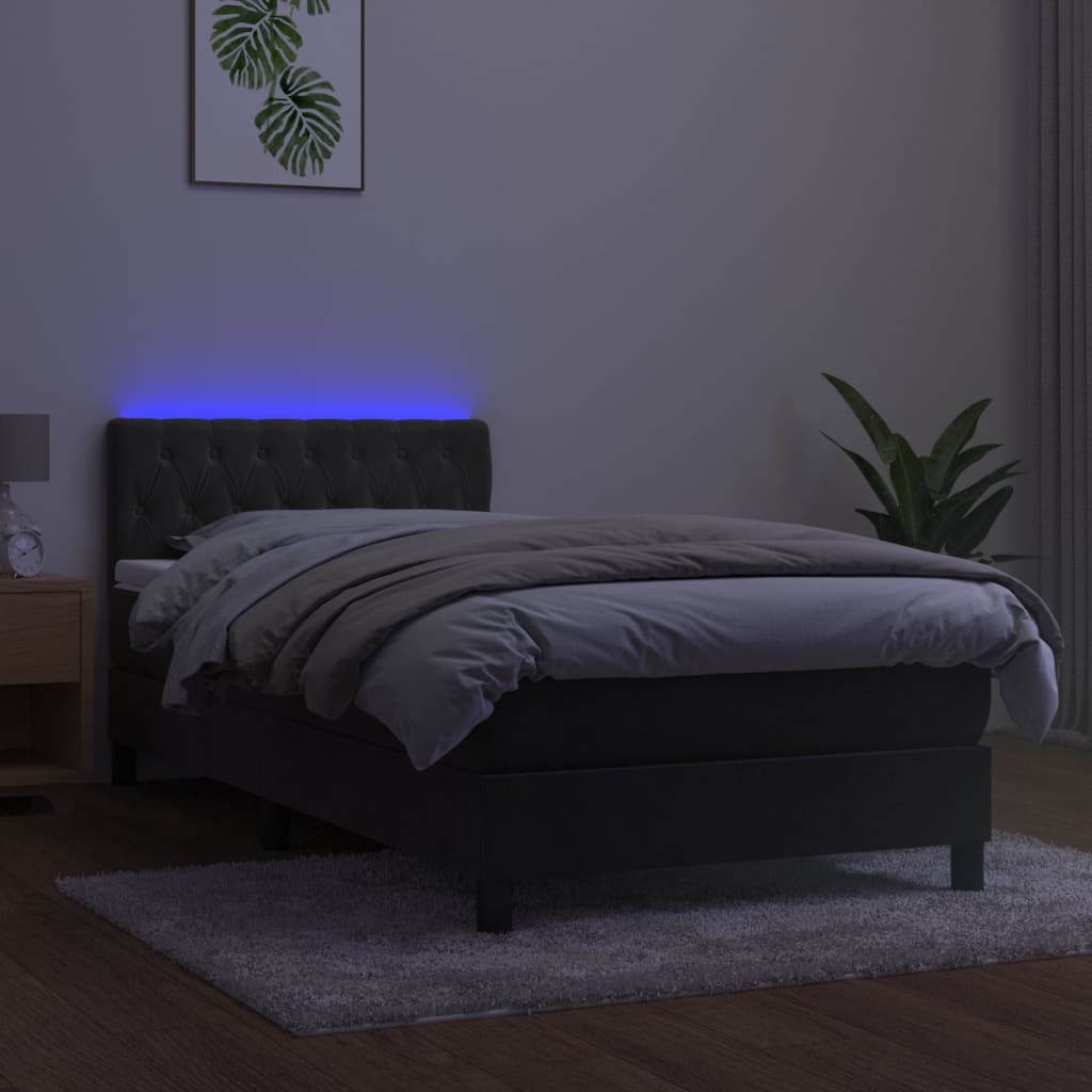 Sommier à lattes de lit avec matelas et LED Gris foncé 90x200cm - XIOS