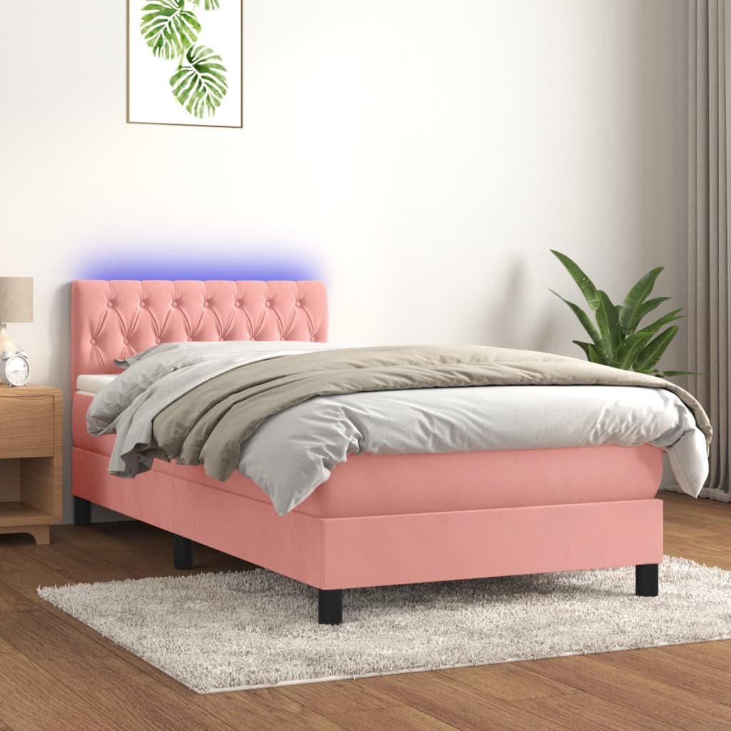 Sommier à lattes de lit avec matelas et LED Rose 90x200 cm - XIOS