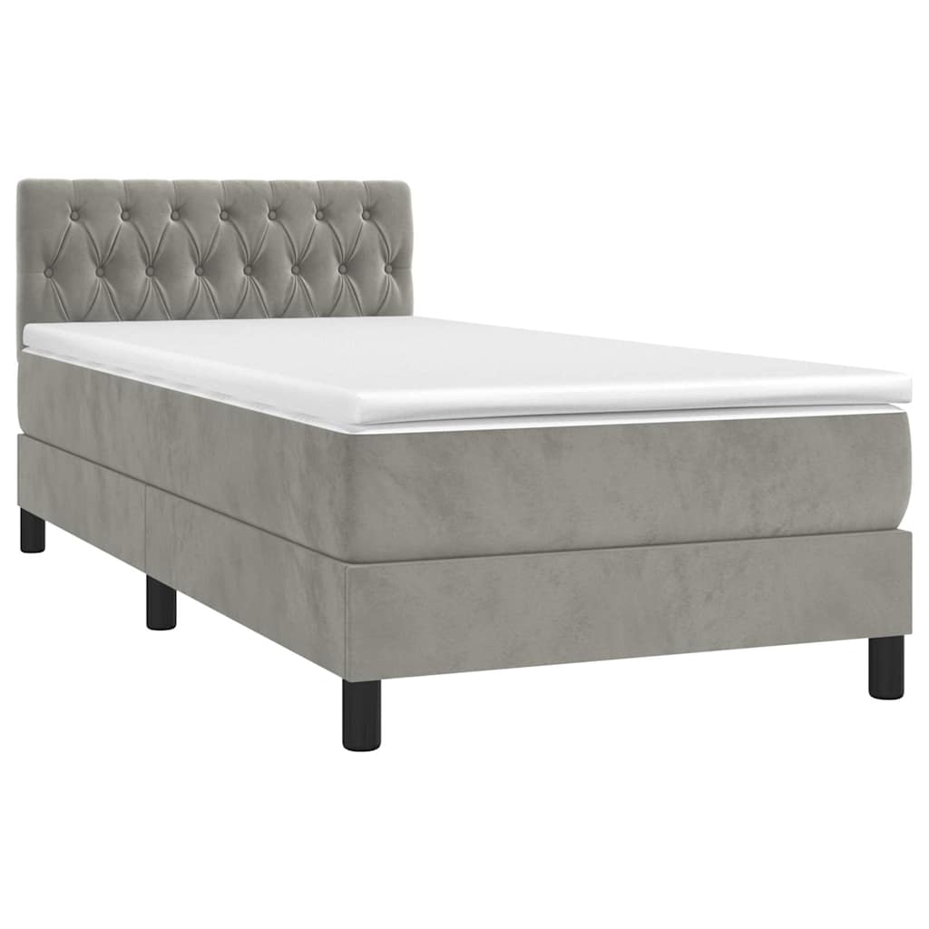 Sommier à lattes de lit avec matelas LED Gris clair 100x200 cm