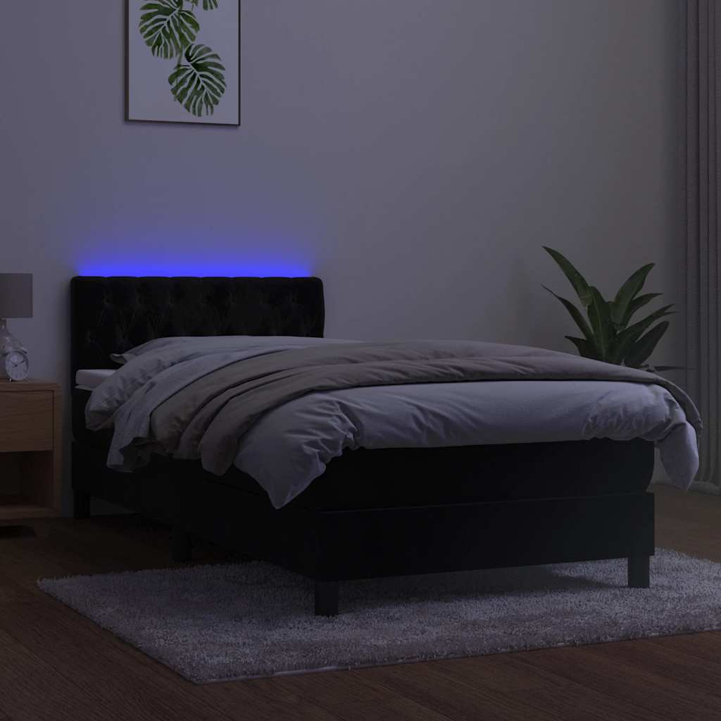 Sommier à lattes de lit avec matelas et LED Noir 100x200 cm - XIOS