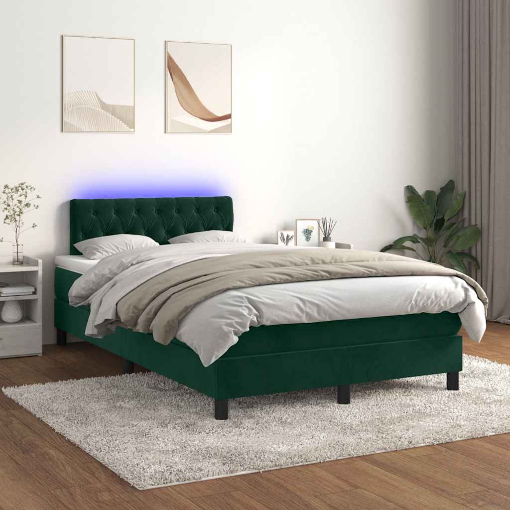 Sommier à lattes de lit avec matelas LED Vert foncé 120x200 cm - XIOS