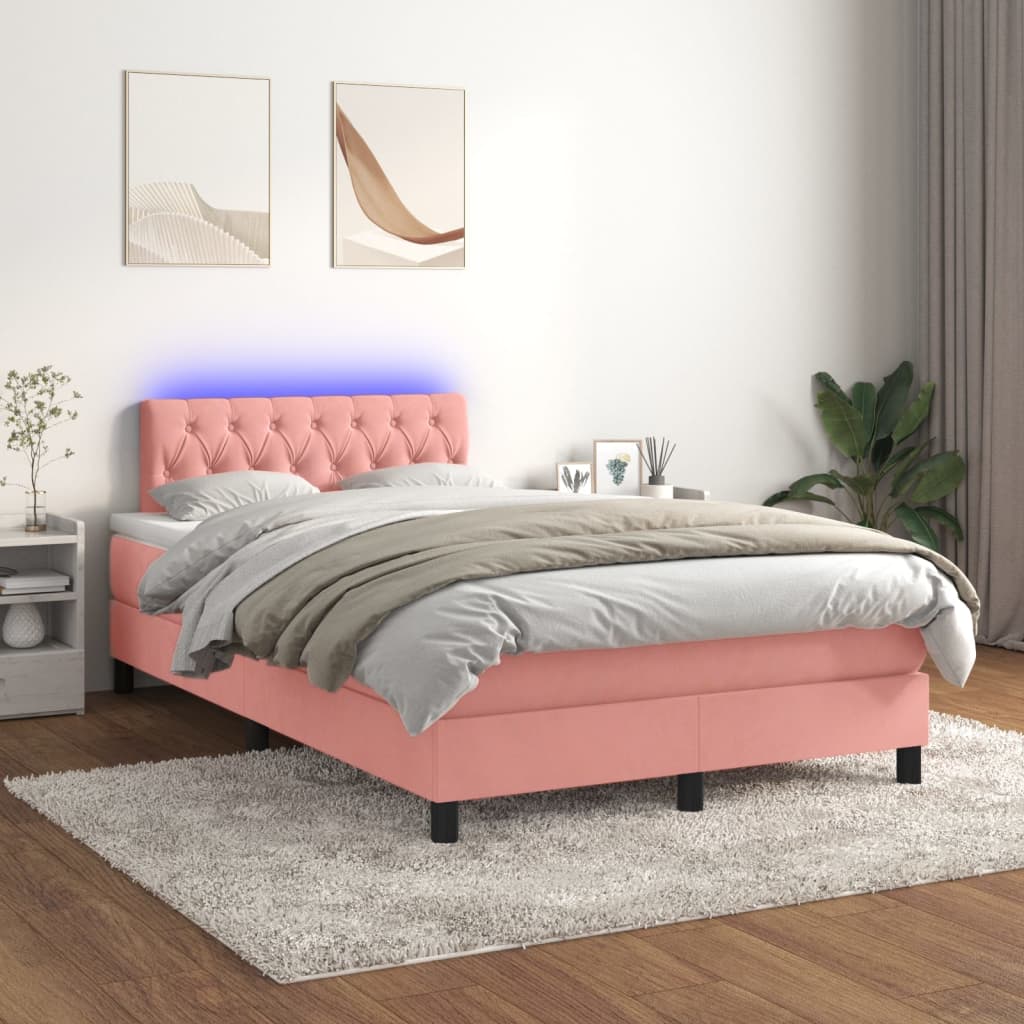 Sommier à lattes de lit avec matelas et LED Rose 120x200cm - XIOS
