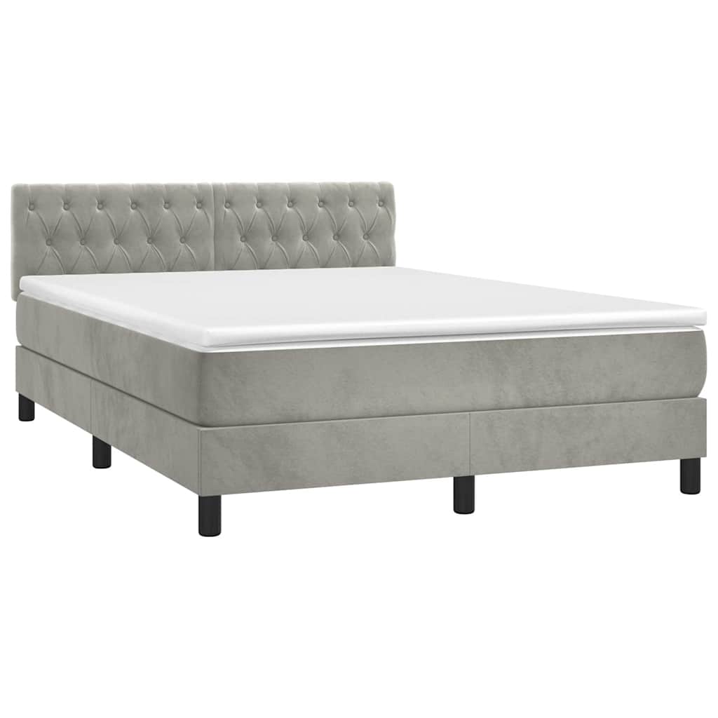 Sommier à lattes de lit avec matelas LED Gris clair 140x190 cm