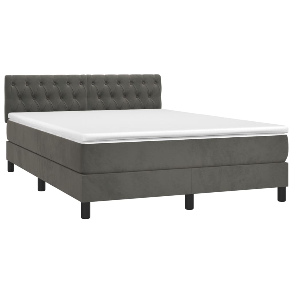 Sommier à lattes de lit avec matelas LED Gris foncé 140x190 cm - XIOS