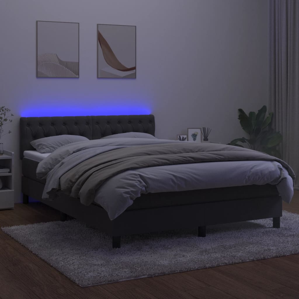 Sommier à lattes de lit avec matelas LED Gris foncé 140x190 cm - XIOS