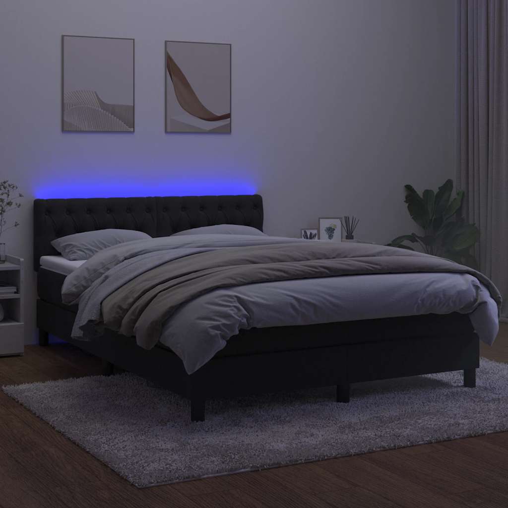 Sommier à lattes de lit avec matelas et LED Noir 140x190 cm - XIOS