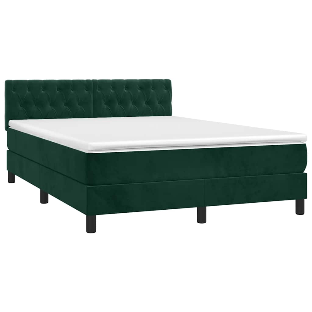 Sommier à lattes de lit avec matelas LED Vert foncé 140x190 cm - XIOS