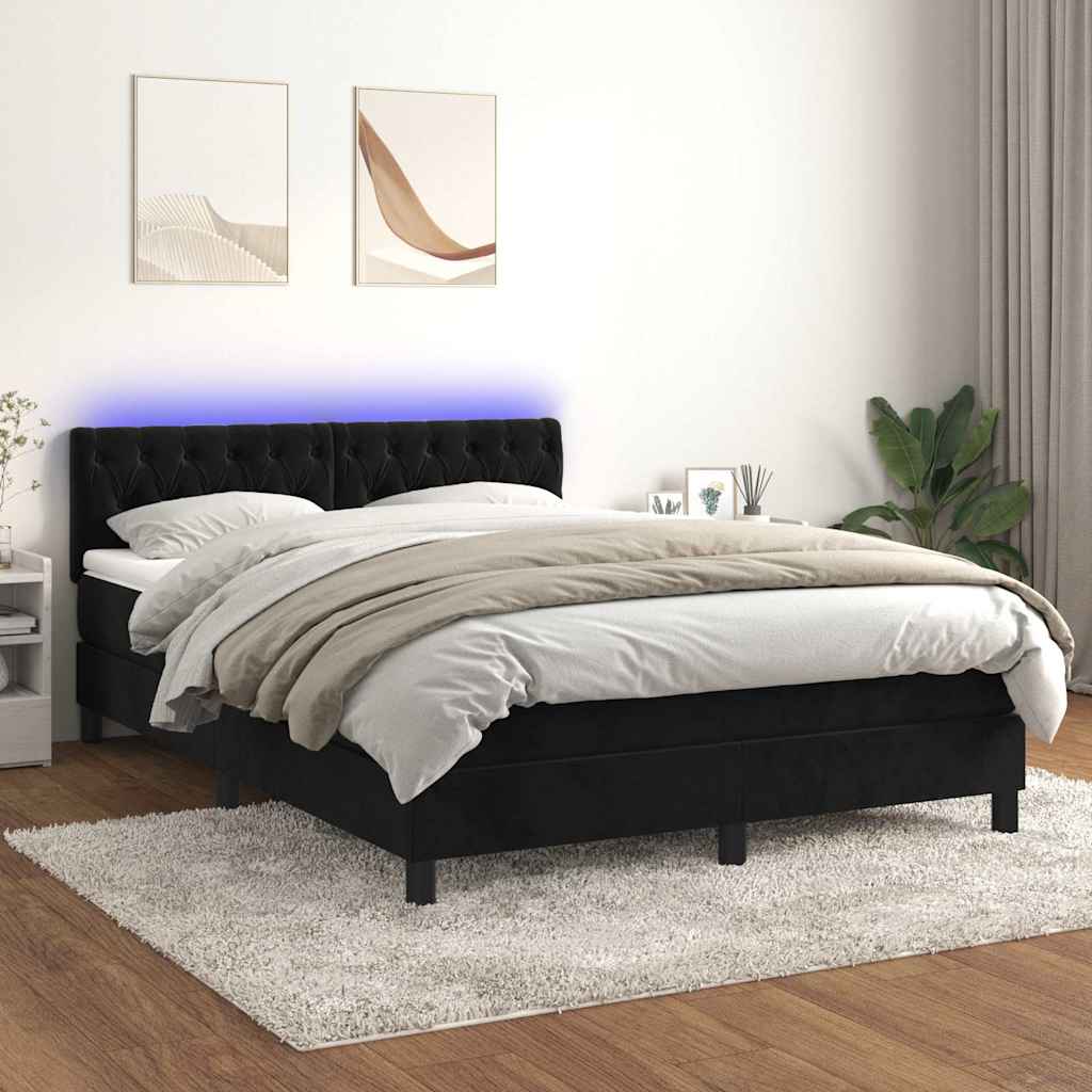 Sommier à lattes de lit avec matelas et LED Noir 140x200 cm - XIOS