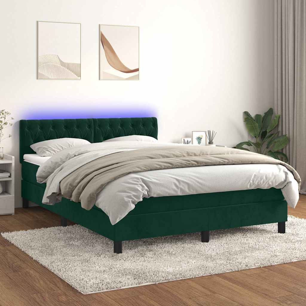 Sommier à lattes de lit avec matelas LED Vert foncé 140x200 cm - XIOS