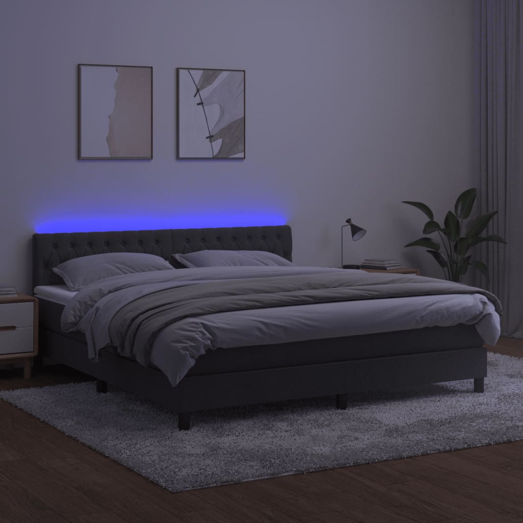 Sommier à lattes de lit avec matelas LED Gris foncé 160x200 cm - XIOS